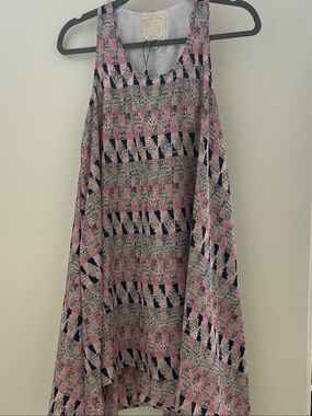 Pink & Navy Asymmetrical Swing Dress